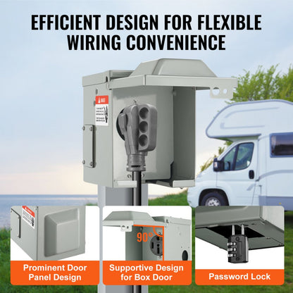 RV-50A - Durable 50 Amp RV Power Outlet Box with Lockable Enclosure