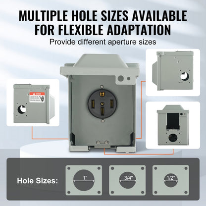 RV-50A - Durable 50 Amp RV Power Outlet Box with Lockable Enclosure