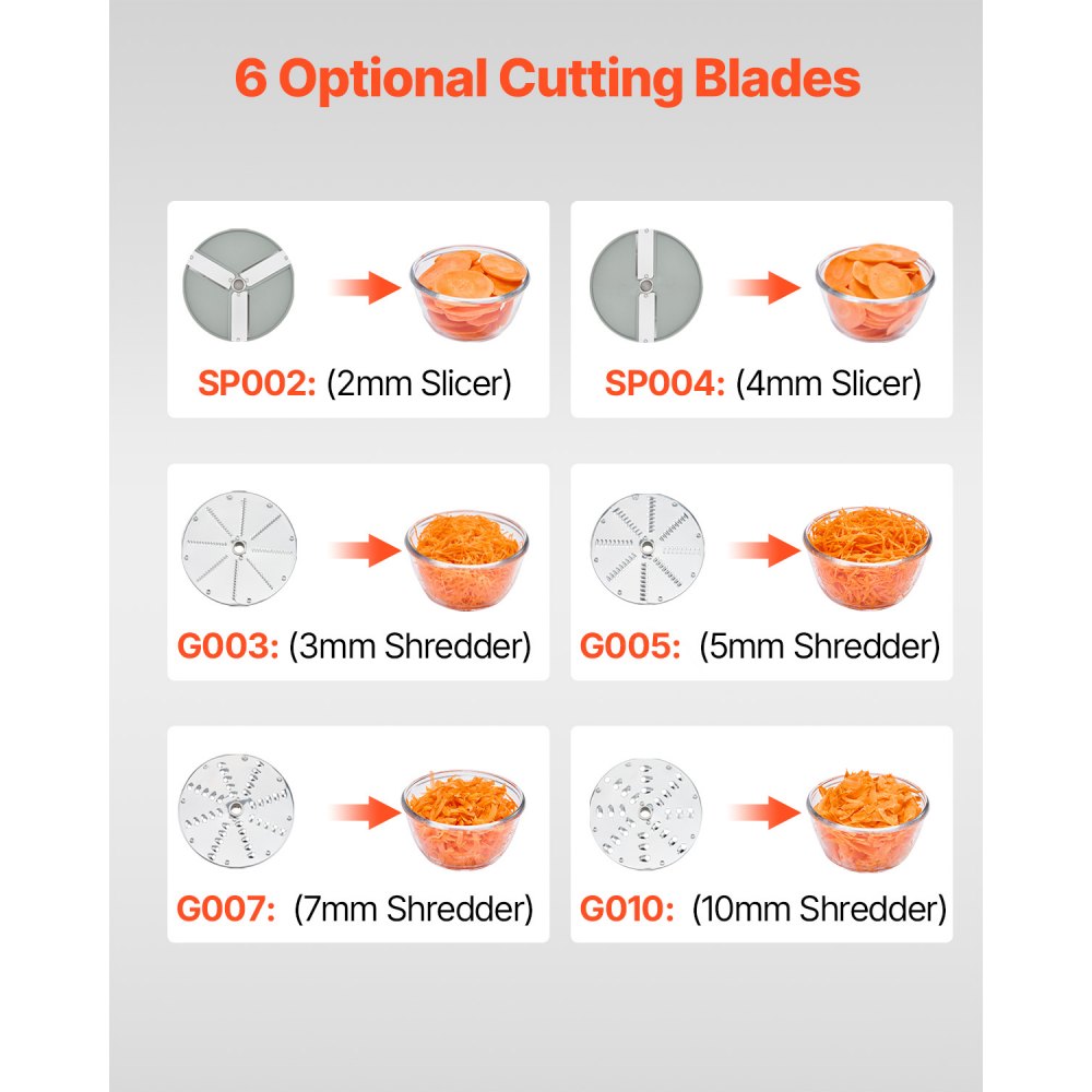 VC60MS - 550W Food Processor with 6 Sharp Blades for Quick Chopping