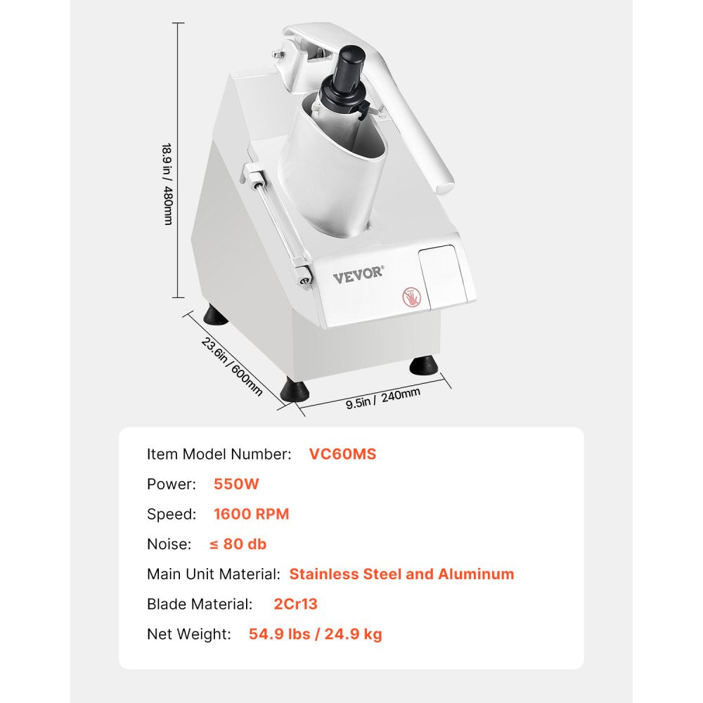 VC60MS - 550W Food Processor with 6 Sharp Blades for Quick Chopping