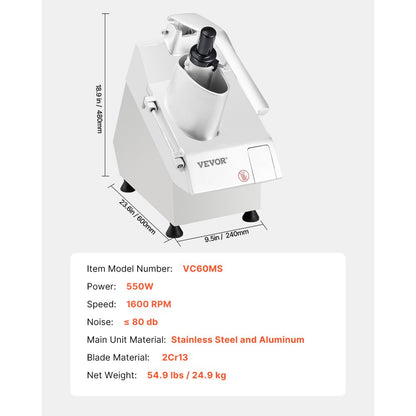 VC60MS - 550W Food Processor with 6 Sharp Blades for Quick Chopping