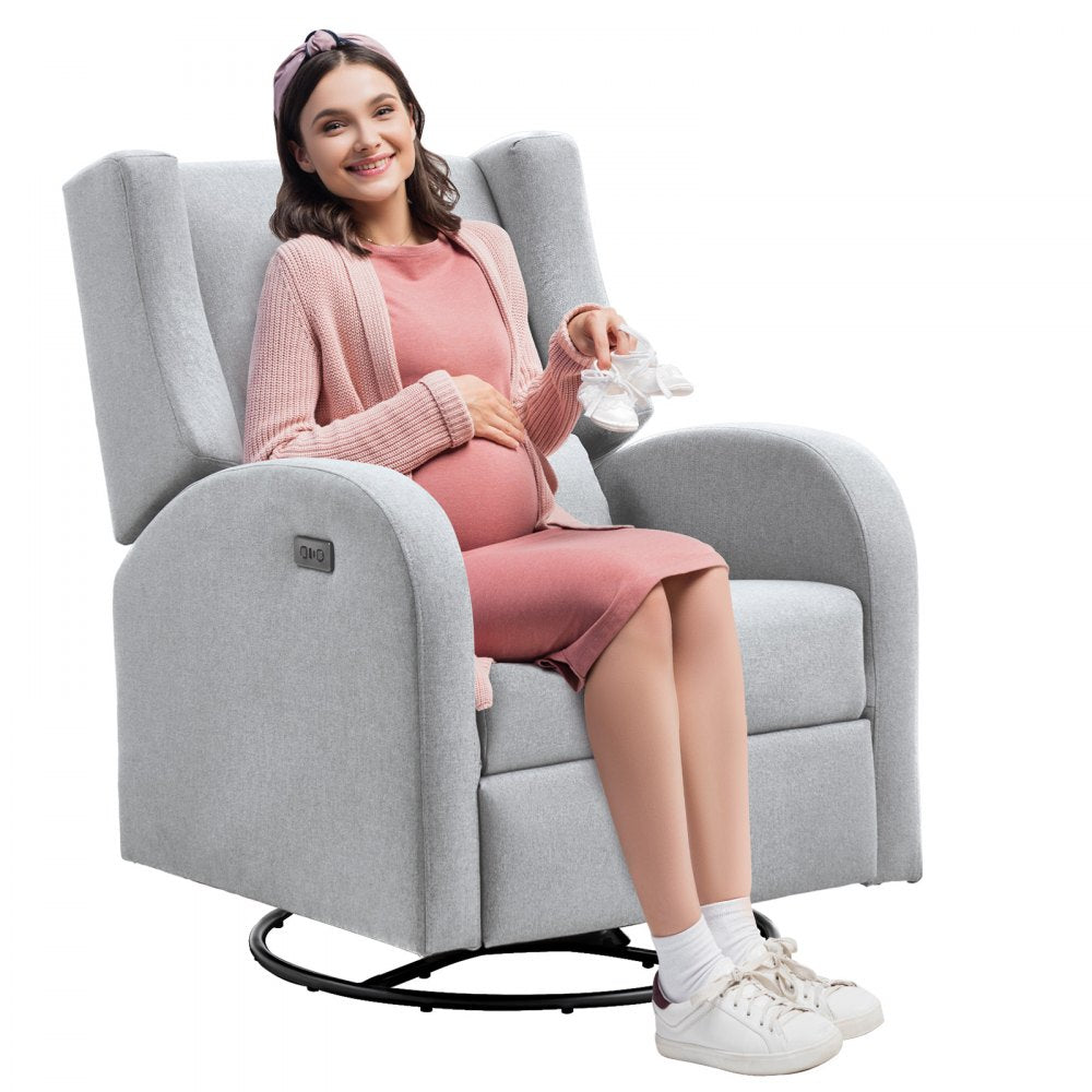 SX-81444-3(US) - Power Recliner Glider with USB, 240° Swivel в Light Gray
