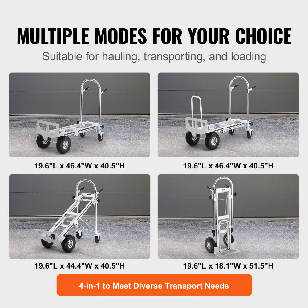 2143B - Durable Aluminum Folding Hand Truck, 800 lbs Capacity, Versatile Design