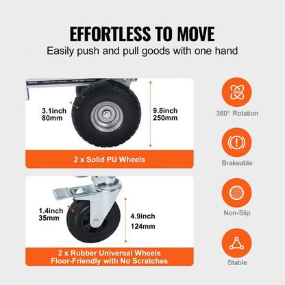 2143 - VEVOR 1000 lbs Aluminum Folding Hand Truck, Space-Saving Design