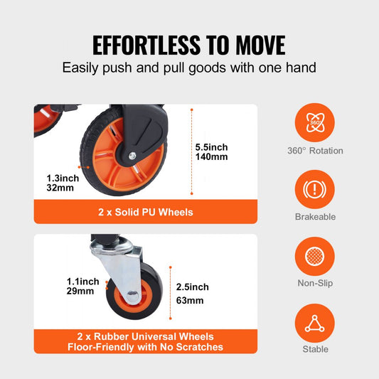ZH130-FHT - 300 lbs Heavy-Duty Aluminum Hand Truck & Folding Dolly