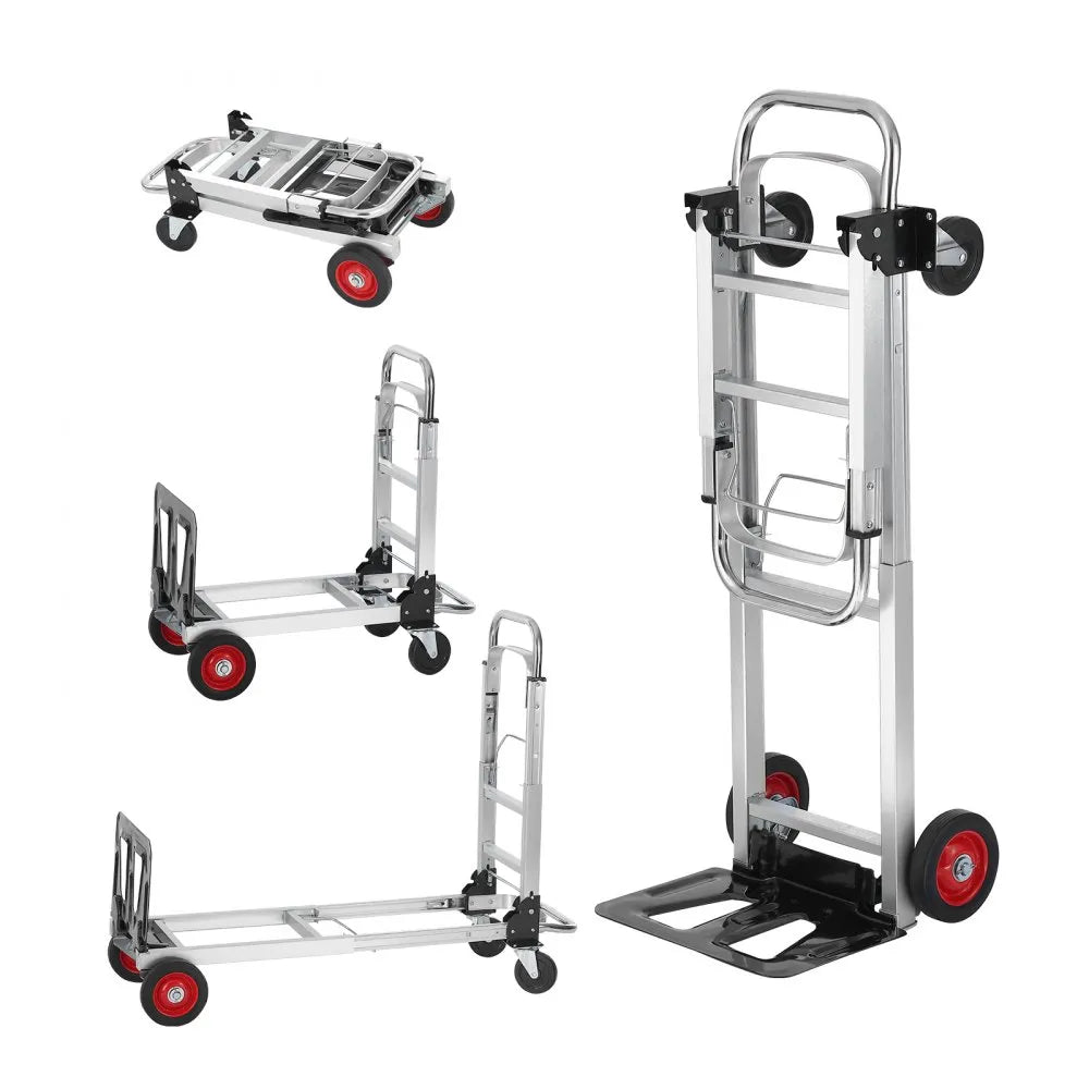 2020A - VEVOR 2-in-1 Aluminum Hand Truck, 400 lbs Capacity and Smooth Wheels