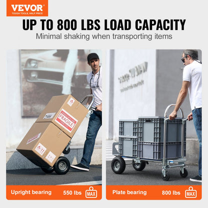 FHT250A - Heavy-Duty 2-in-1 Aluminum Hand Truck, 800 lbs Capacity