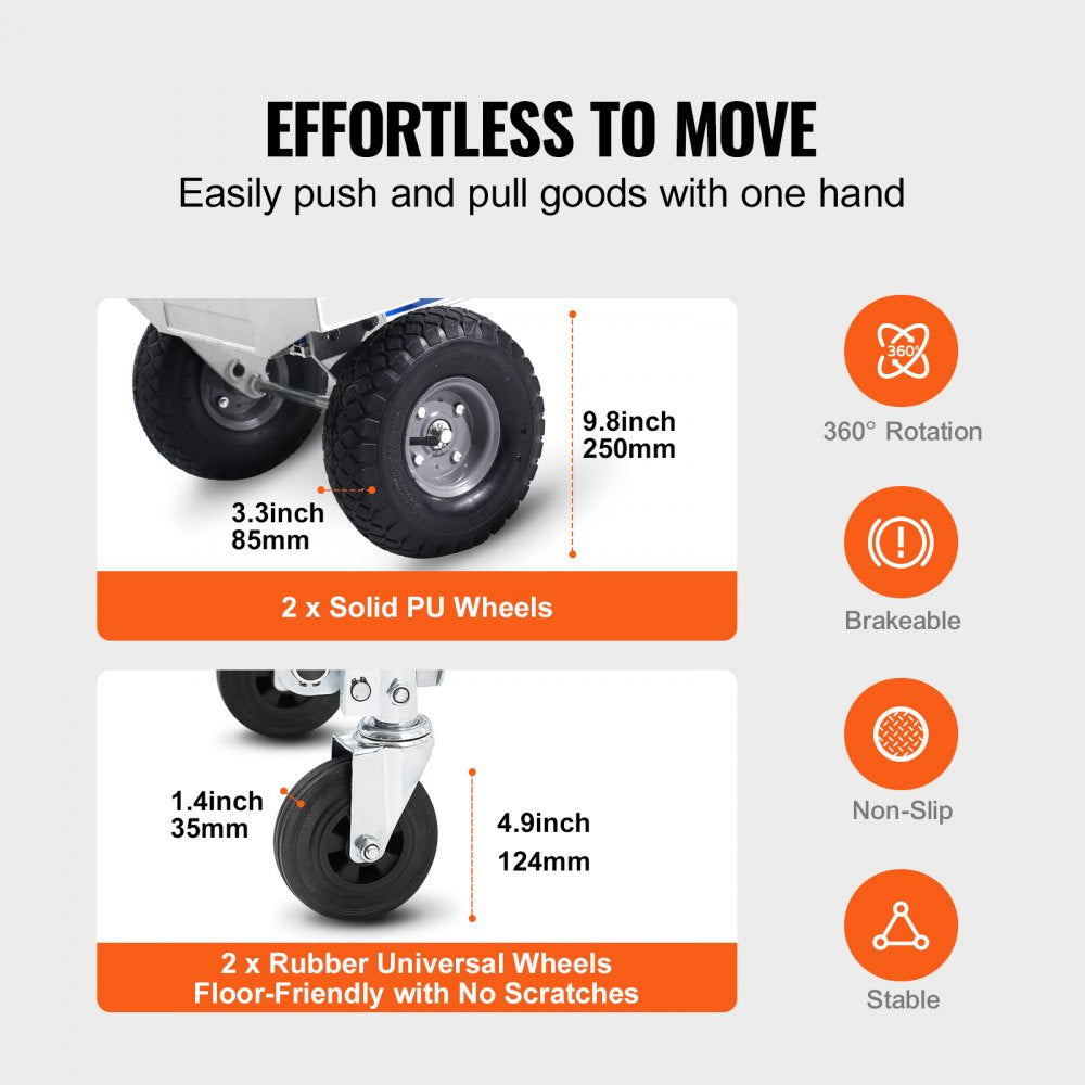 FHT250A - Heavy-Duty 2-in-1 Aluminum Hand Truck, 800 lbs Capacity