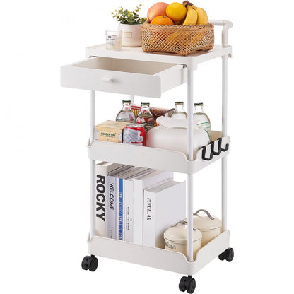 RY810289 - 3-Tier Rolling Utility Cart - Holds 99 lbs, Easy Assembly