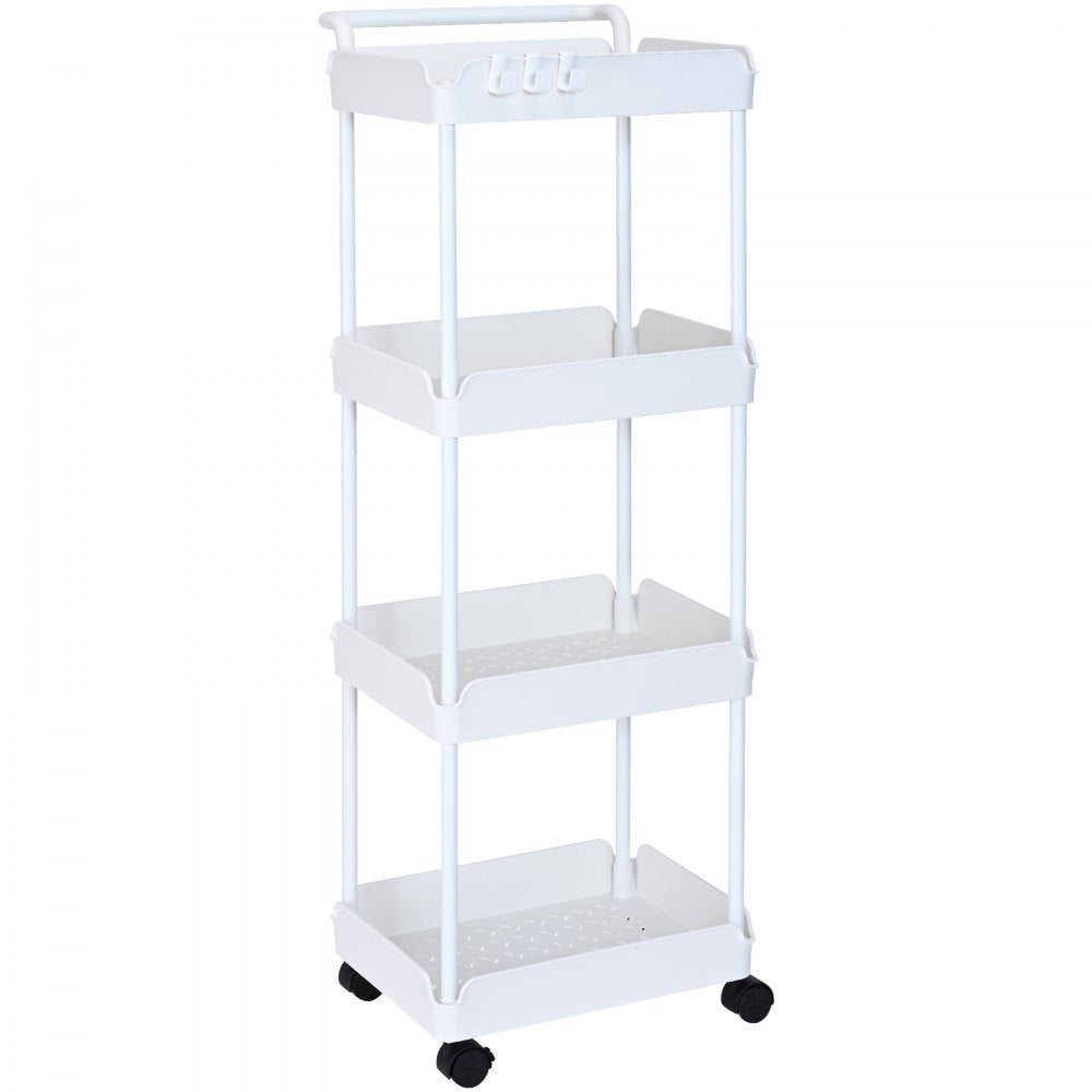 RY810369 - 4-Tier White Utility Cart, Durable & Space-Saving Design