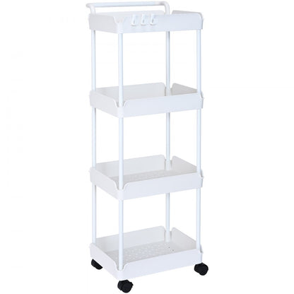 RY810369 - 4-Tier White Utility Cart, Durable & Space-Saving Design