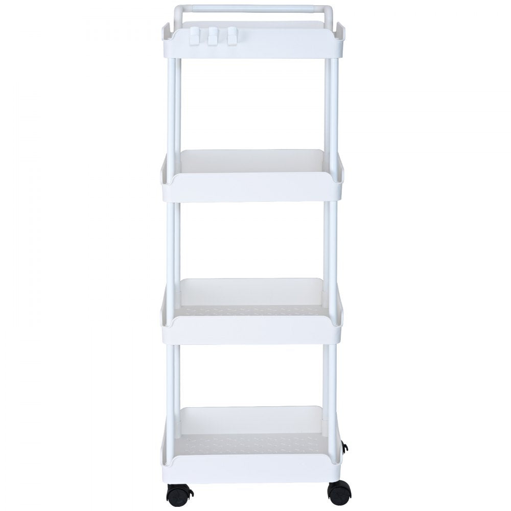 RY810369 - 4-Tier White Utility Cart, Durable & Space-Saving Design