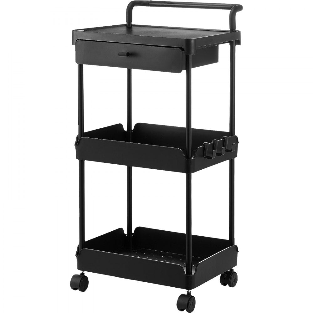 RY810289-1 - Heavy-Duty 3-Tier Rolling Cart, Easy Assembly & 360-Degree Wheels
