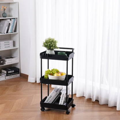 RY810325-1 - Space-Saving 3-Tier Rolling Cart with Lockable Wheels