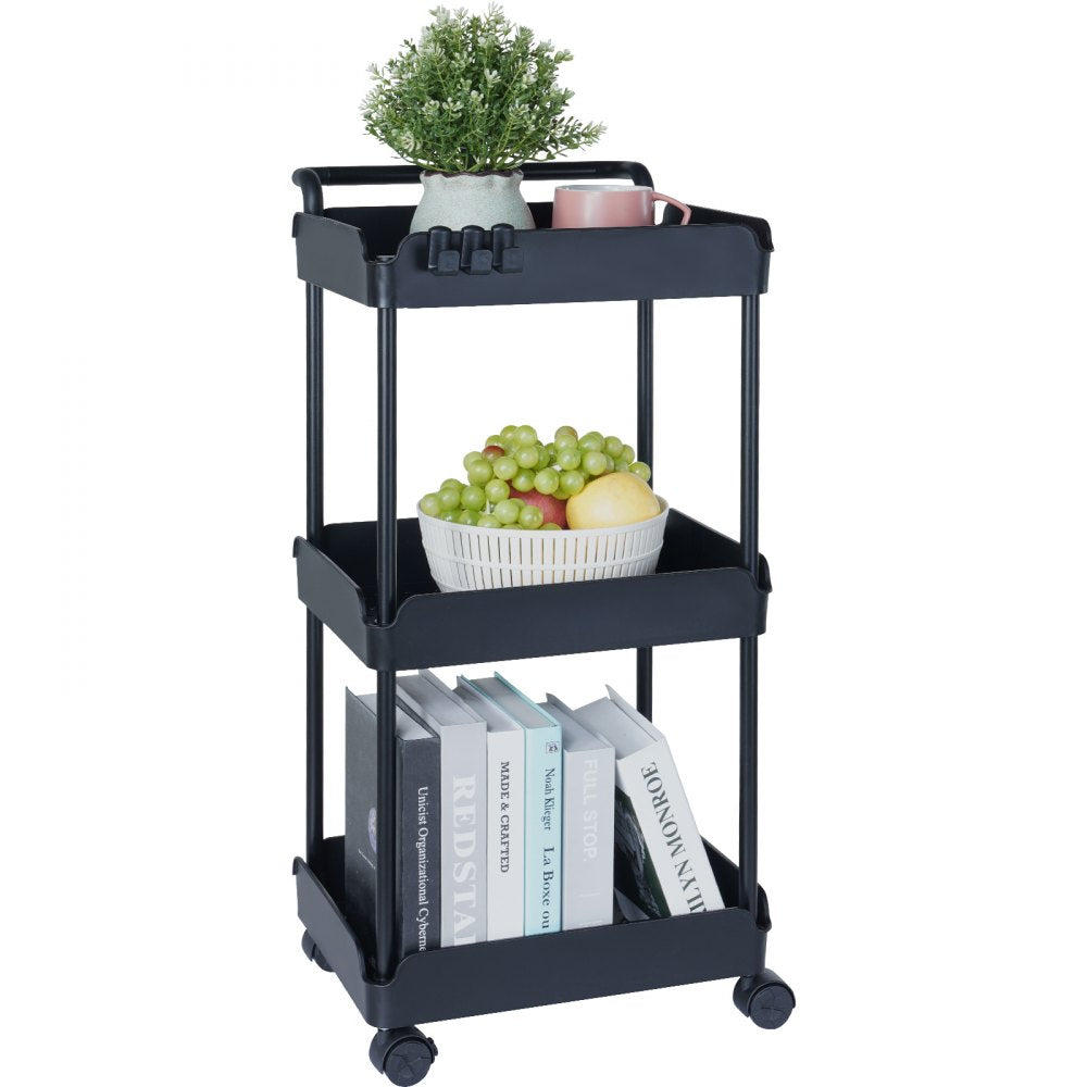 RY810325-1 - Space-Saving 3-Tier Rolling Cart with Lockable Wheels