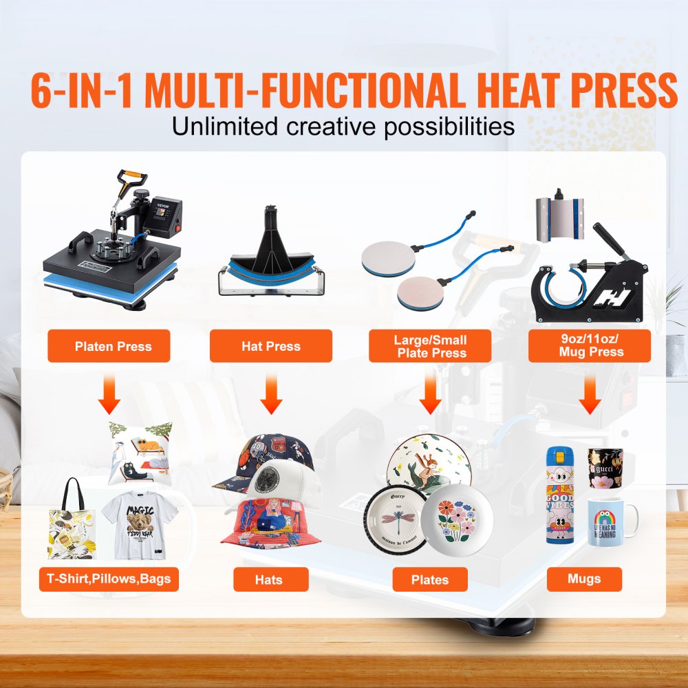 TLM38388 - 6-in-1 15" Heat Press Machine for Shirts & Mugs