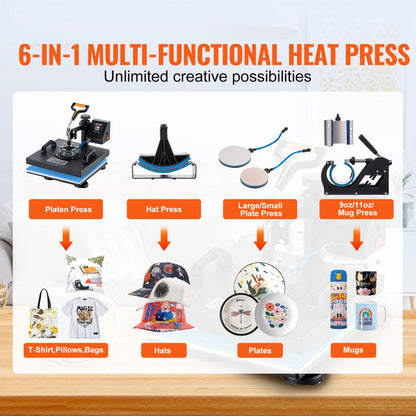 TLM38388 - 6-in-1 15" Heat Press Machine for Shirts & Mugs