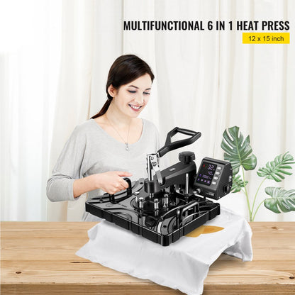 010625410982 - 12x15 Inch Heat Press with Double-Tube Heating Technology