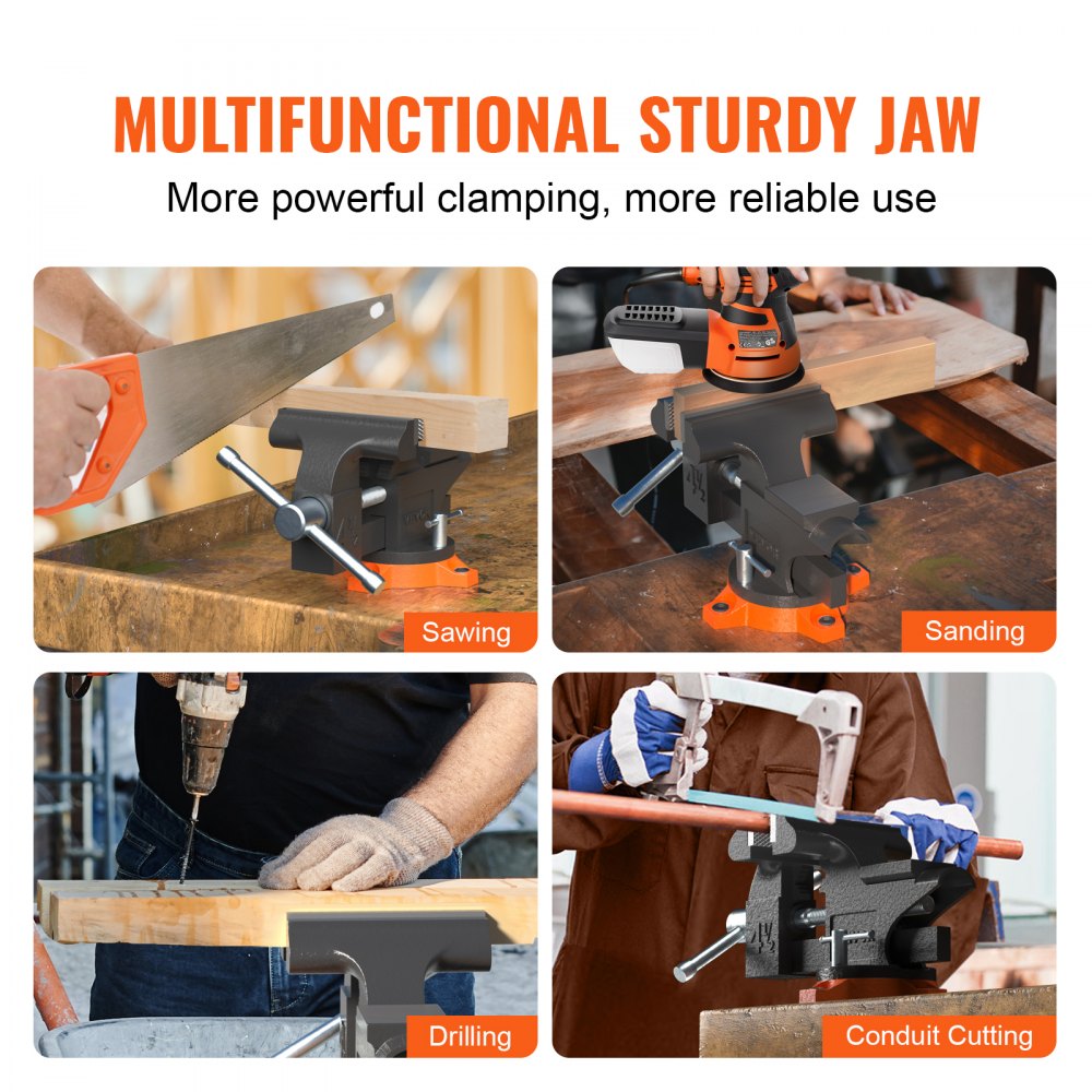 4.5 Bench Vise - 4.5" Heavy-Duty Vise with 240° Swivel Base