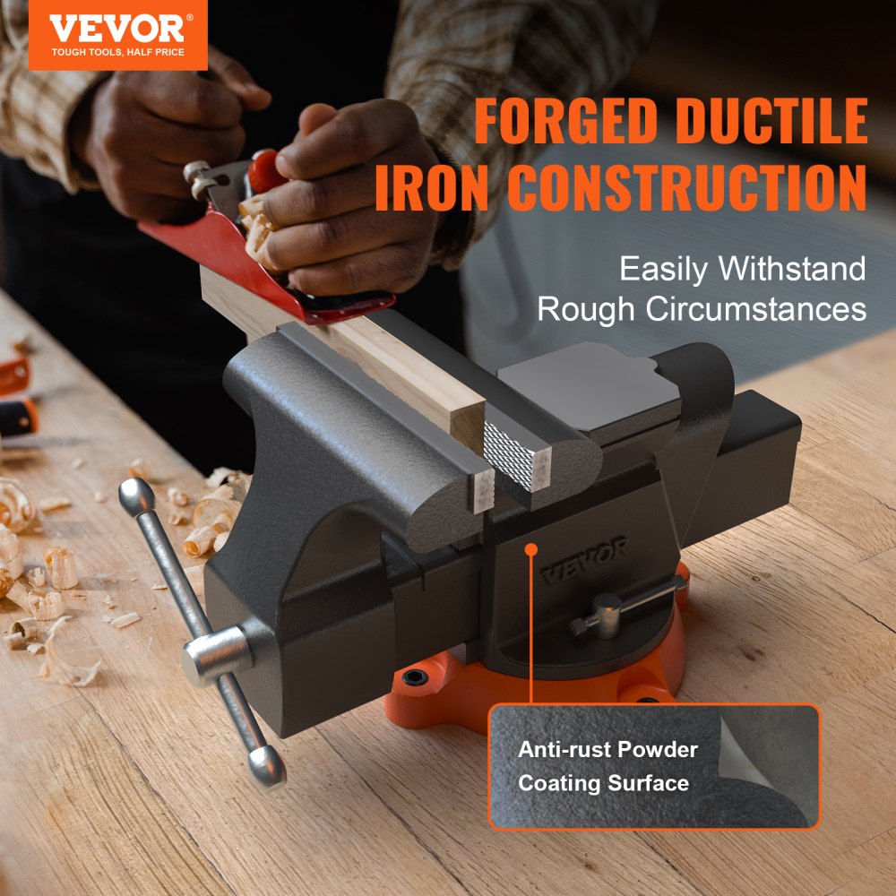 6 Bench Vise - 6-Inch Heavy-Duty Ductile Iron Tool for Tough Jobs