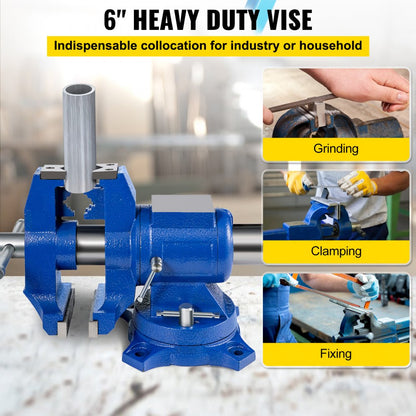 010825451507 - 6" VEVOR Heavy-Duty Bench Vise with 360° Double Swivel