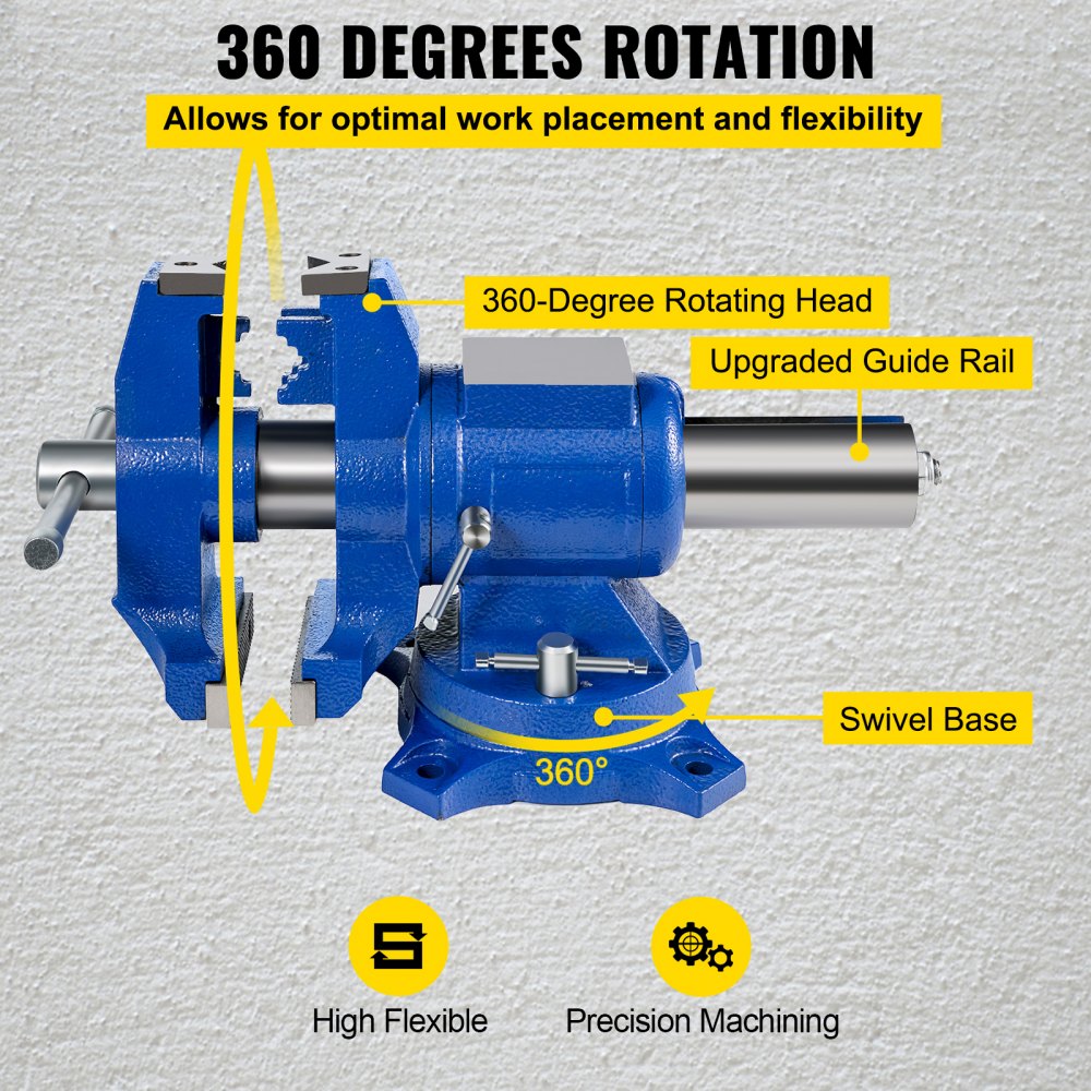010825451507 - 6" VEVOR Heavy-Duty Bench Vise with 360° Double Swivel