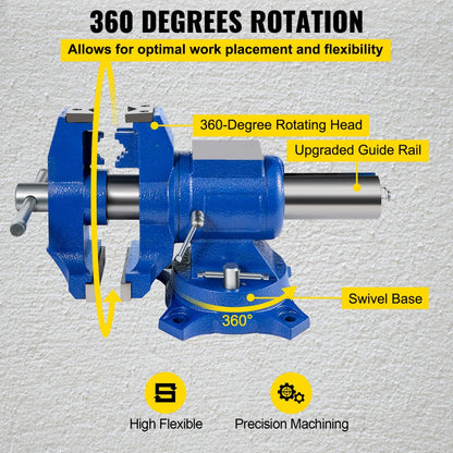 010825451507 - 6" VEVOR Heavy-Duty Bench Vise with 360° Double Swivel