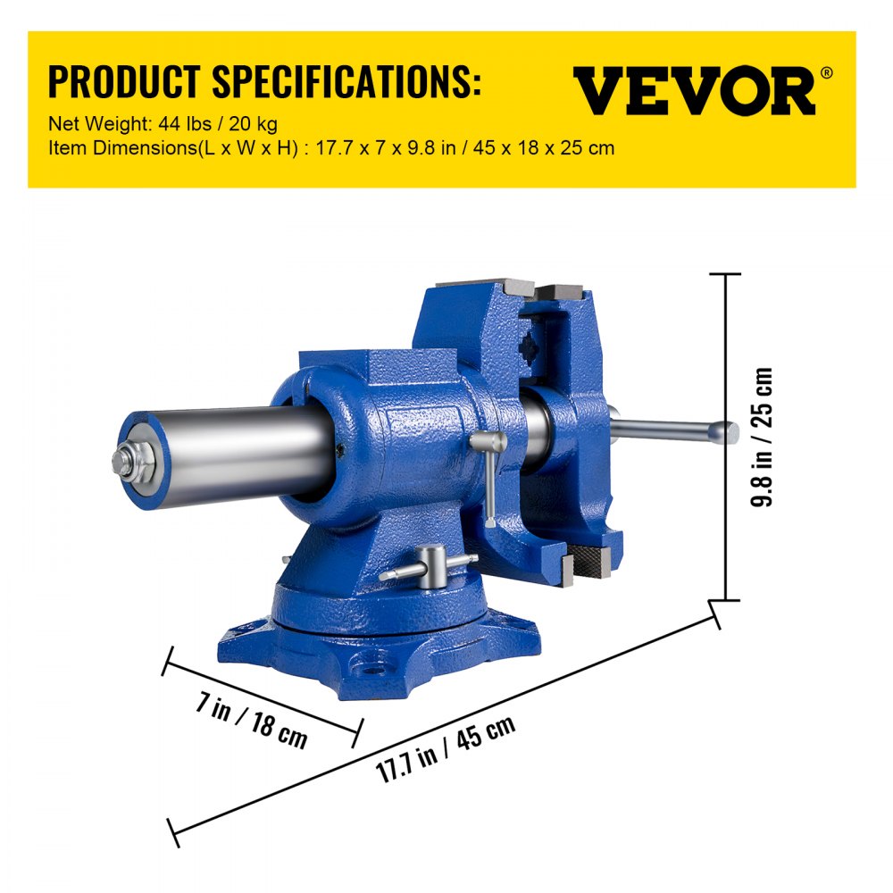 010825451507 - 6" VEVOR Heavy-Duty Bench Vise with 360° Double Swivel