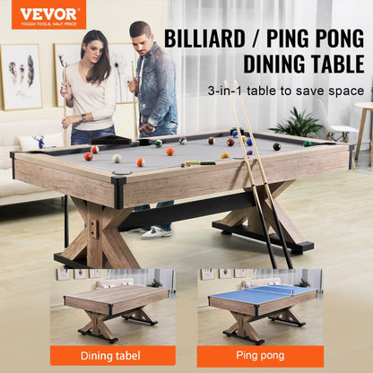 VP35 - 7ft 3-in-1 Pool, Dining & Tennis Game Table for Family Fun