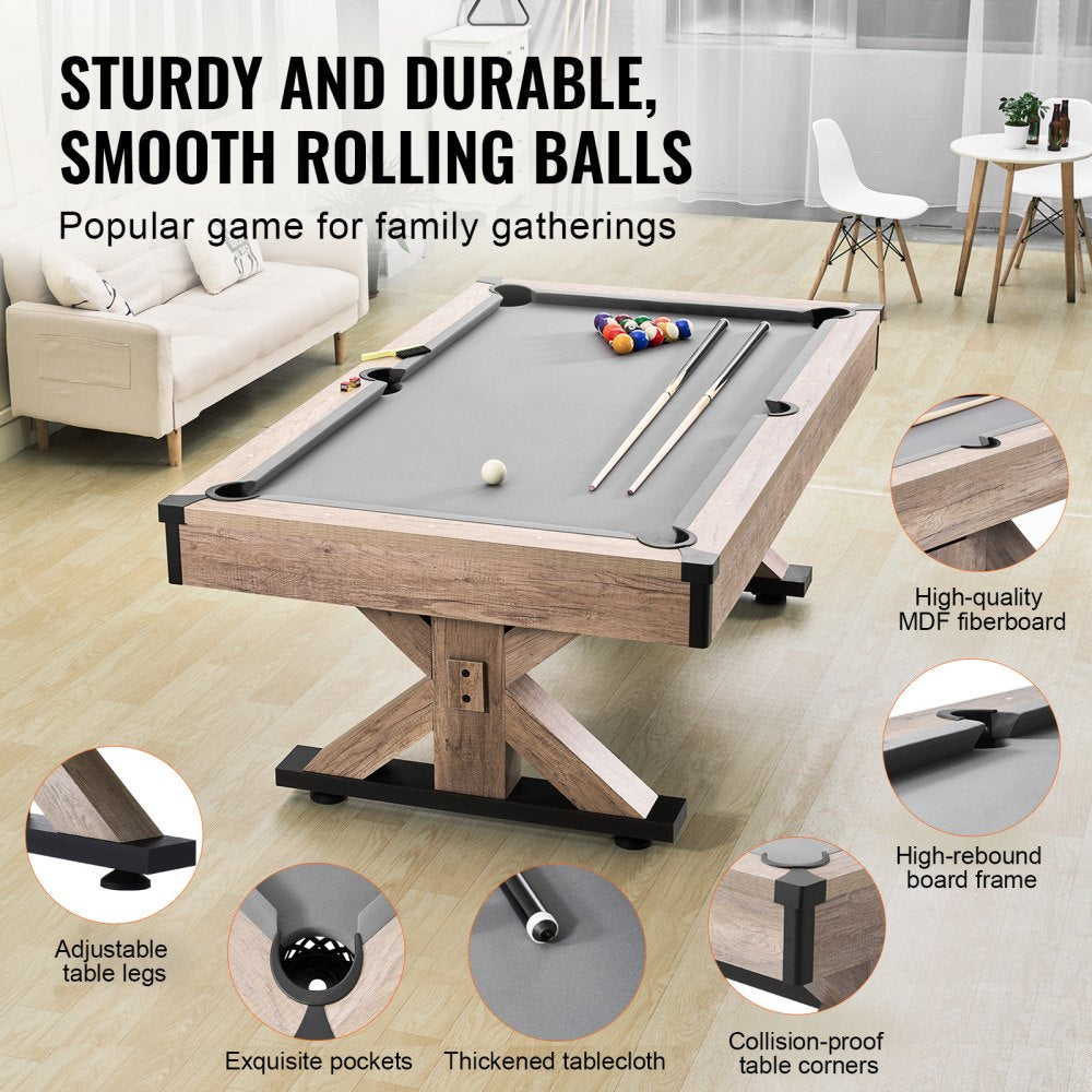 VP35 - 7ft 3-in-1 Pool, Dining & Tennis Game Table for Family Fun