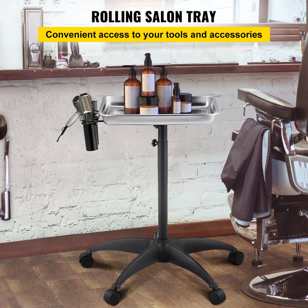 KMS-611 - Adjustable Stainless Steel Mayo Stand with Mobility Casters