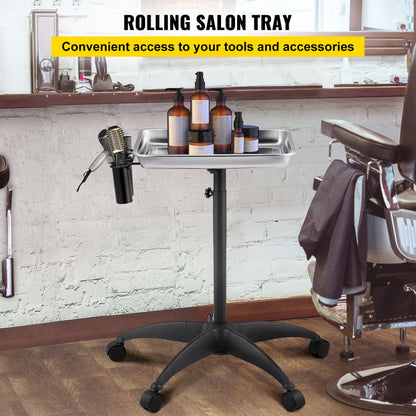 KMS-611 - Adjustable Stainless Steel Mayo Stand with Mobility Casters