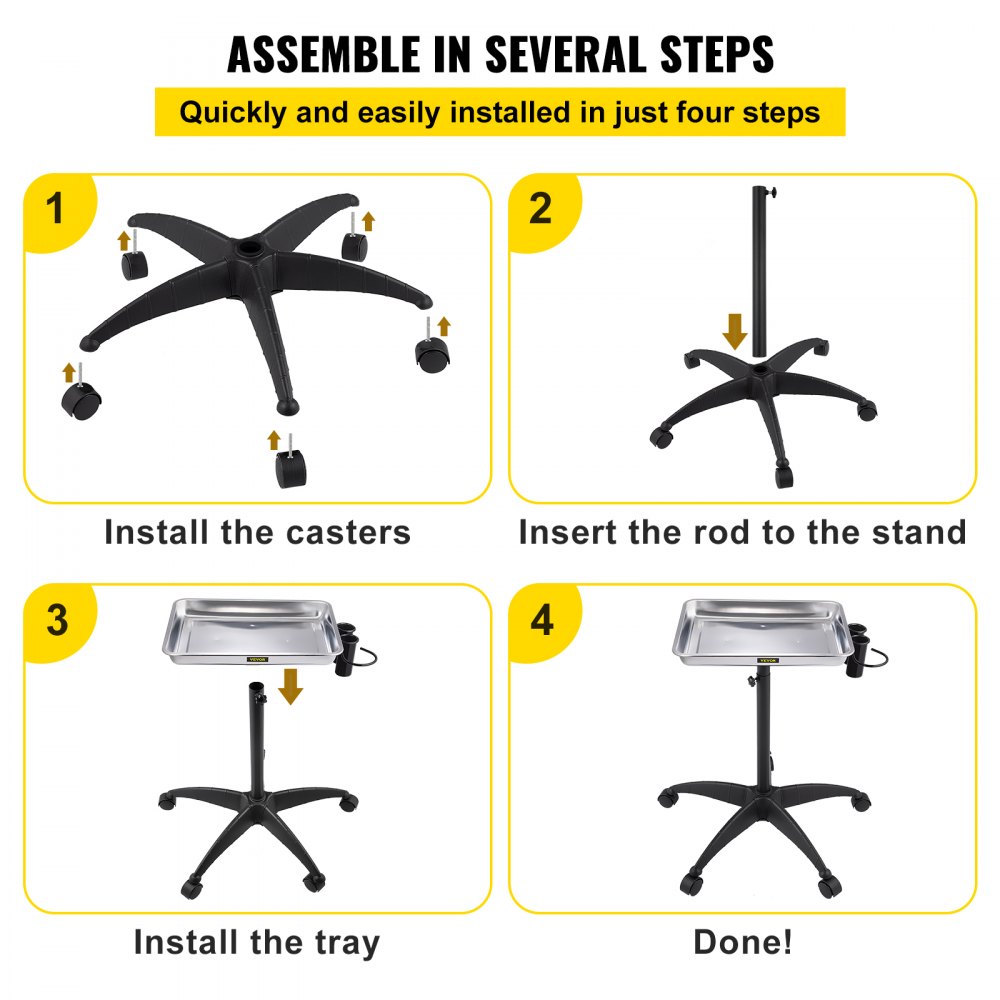 KMS-611 - Adjustable Stainless Steel Mayo Stand with Mobility Casters