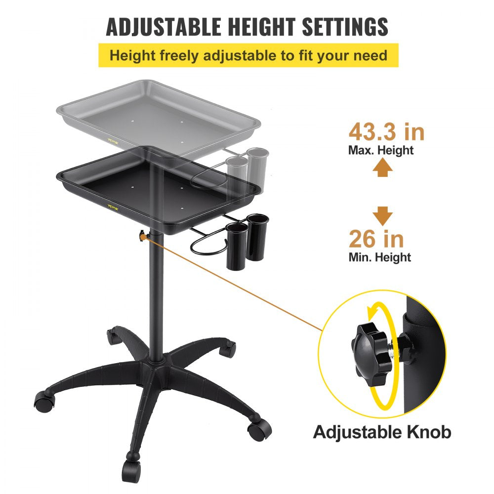 KMS-612 - Adjustable VEVOR Mayo Stand Tray, Height 26"-43.3", 17.7"x13"