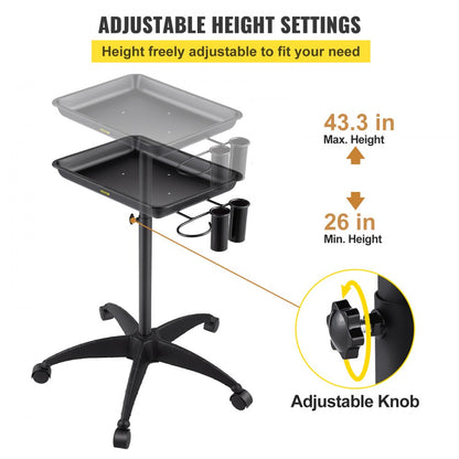 KMS-612 - Adjustable VEVOR Mayo Stand Tray, Height 26"-43.3", 17.7"x13"