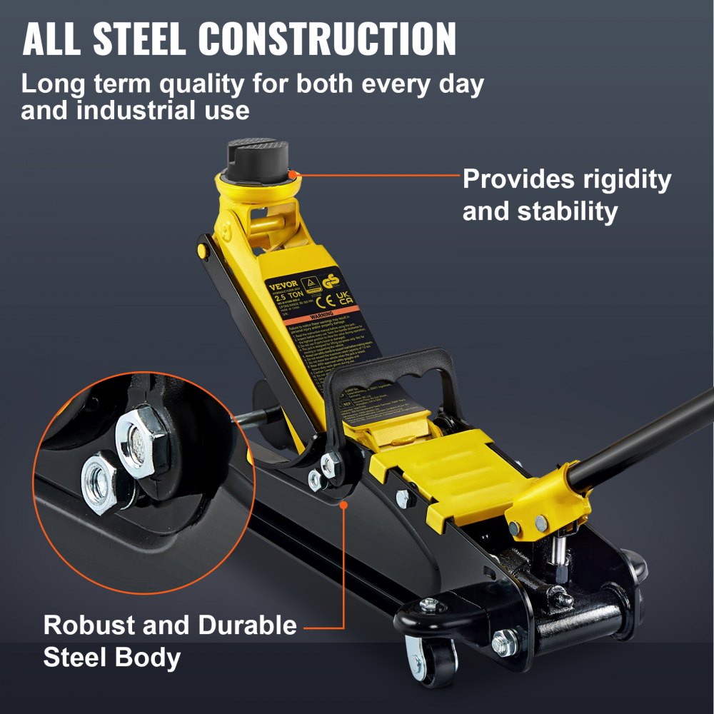 S385 - 2.5 Ton Low Profile Steel Floor Jack for Easy Vehicle Maintenance