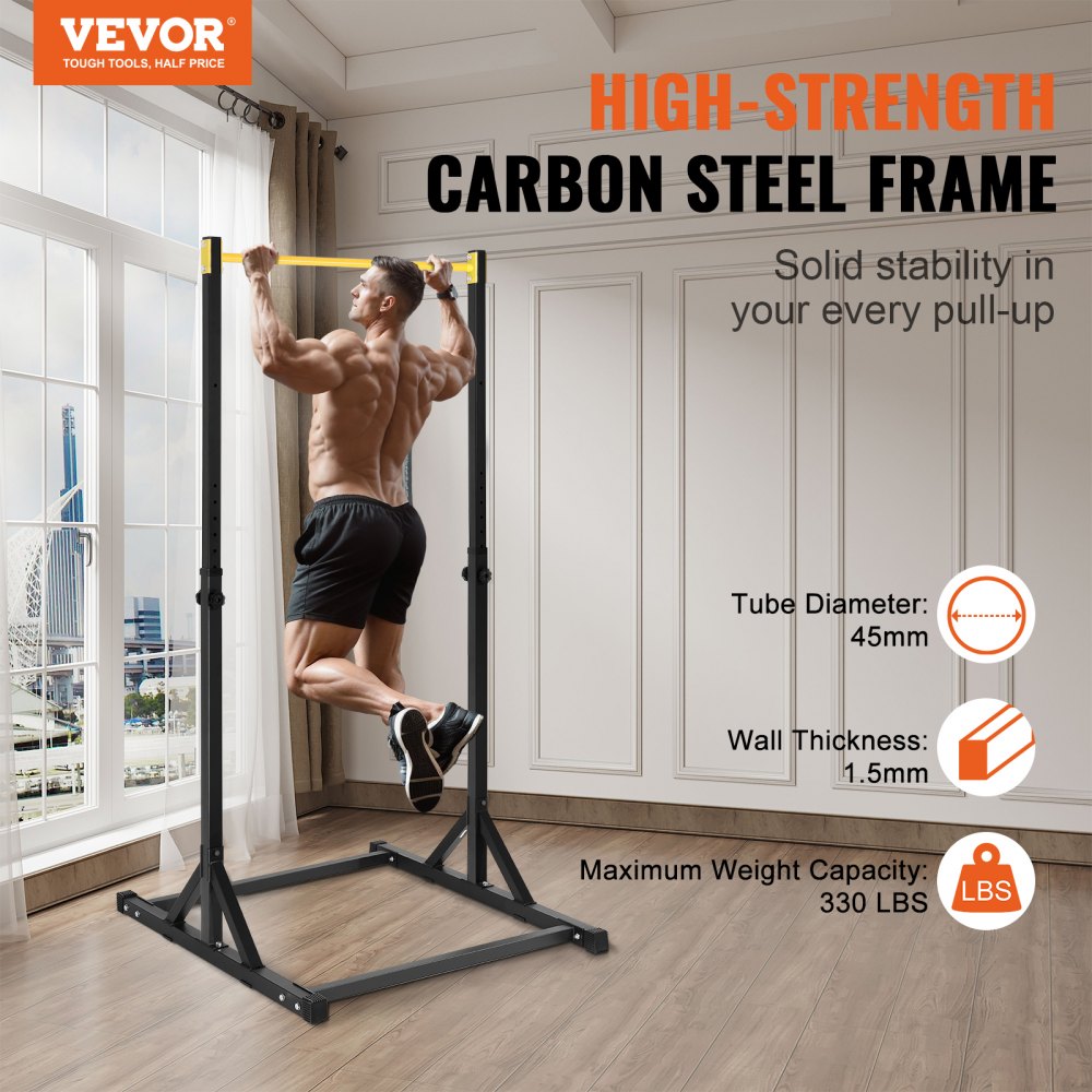ssshkytxs-d - Adjustable 59-85" VEVOR Pull Up Bar Station, 330LBS Capacity