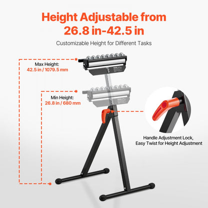 YH-RS007 - Adjustable 26.8-42.5" Roller Stand, 300 lb Capacity
