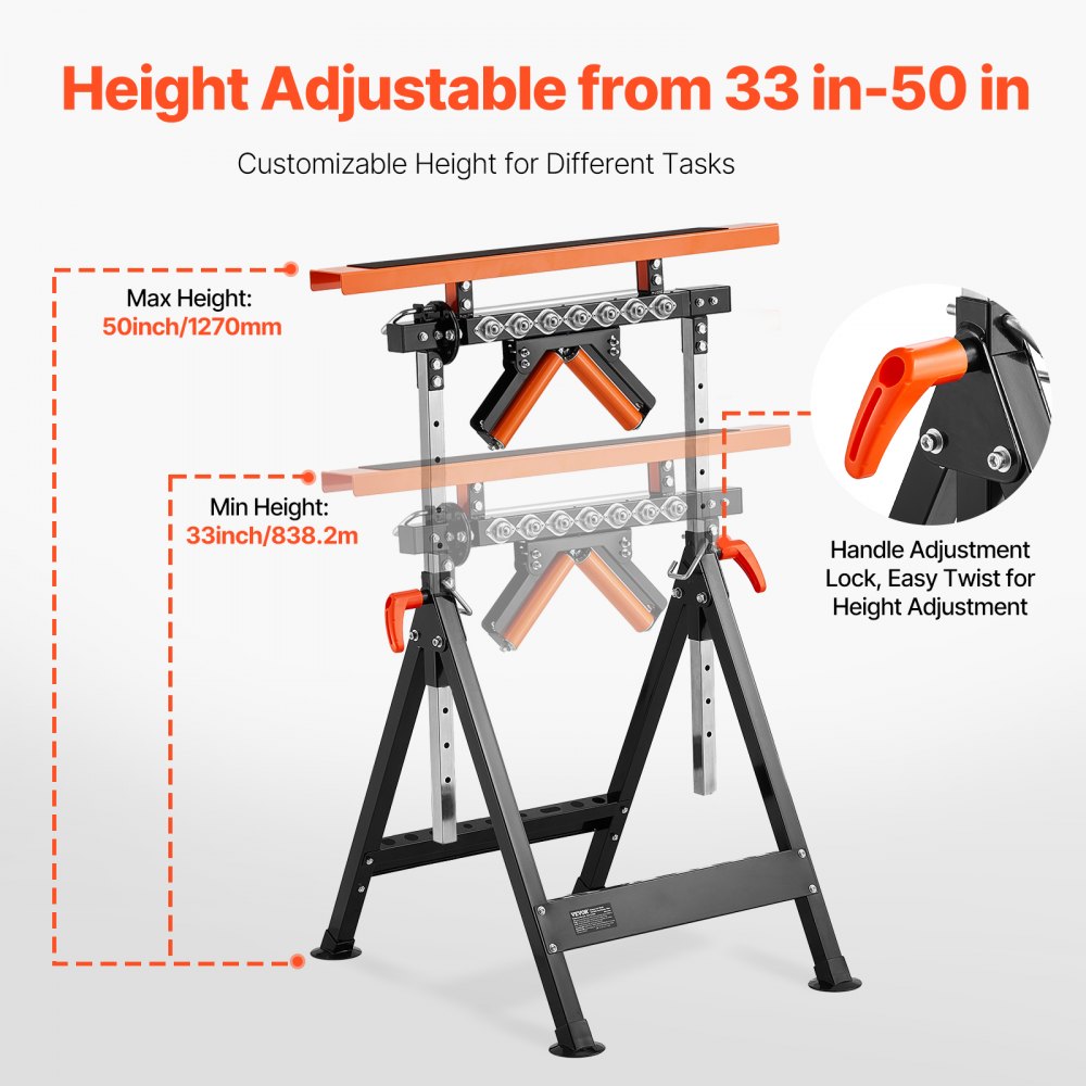YH-WB004 - Adjustable Roller Stand, 33-50 in, 440 lbs Capacity
