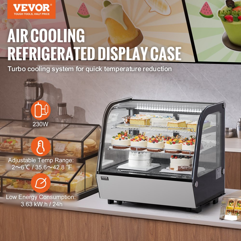 XCW-120LS - Curved Refrigerated Display Case with LED Lighting, 4.2 cu ft