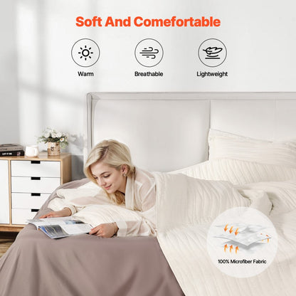 SYSH-P01Q - Soft Microfiber Queen Quilt Set 90" x 96" with Shams