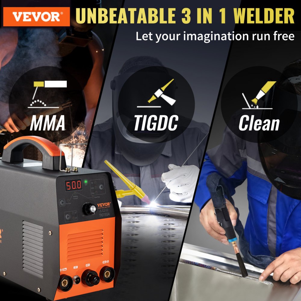 VV-TW-155A - Portable 3-in-1 TIG Welder for Steel & Copper Projects