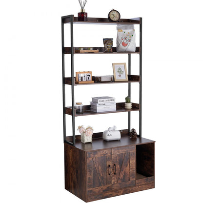 CWM004 - 33.5"L Wooden Cat Litter Box Furniture with 4 Shelves