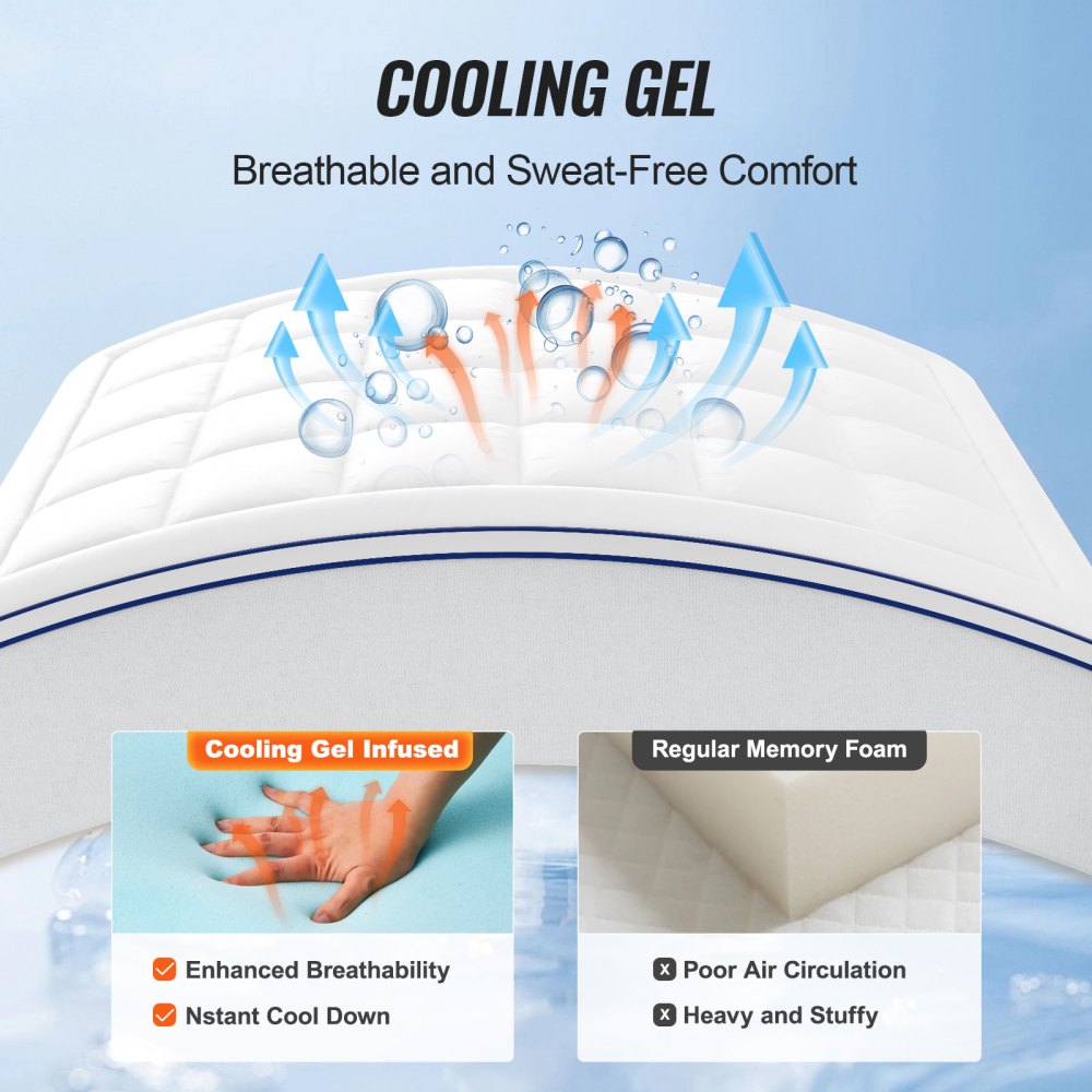 6080C2 - 4" Queen Memory Foam Topper with Cooling Gel & Detachable Cover