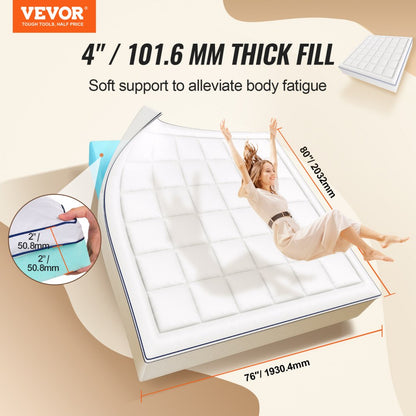 7680M5 - 4" King Memory Foam Mattress Topper with Cooling Gel and Pocket