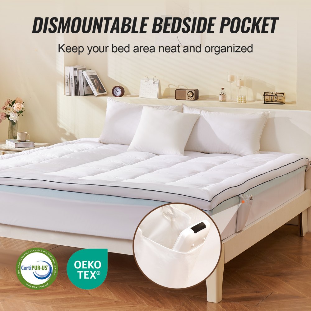 7680M5 - 4" King Memory Foam Mattress Topper with Cooling Gel and Pocket