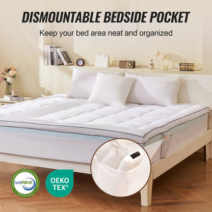 7680M5 - 4" King Memory Foam Mattress Topper with Cooling Gel and Pocket