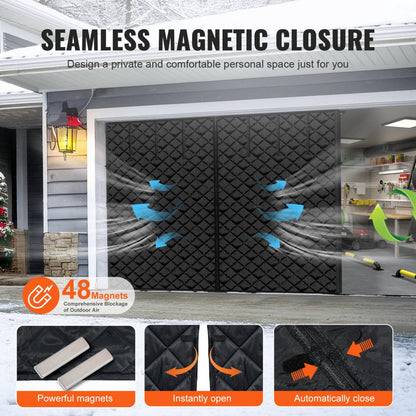 8.3 x 7.15 FT - Magnetic Garage Door Screen for Year-Round Insulation