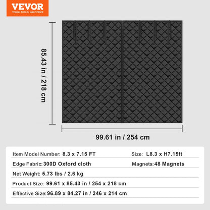 8.3 x 7.15 FT - Magnetic Garage Door Screen for Year-Round Insulation
