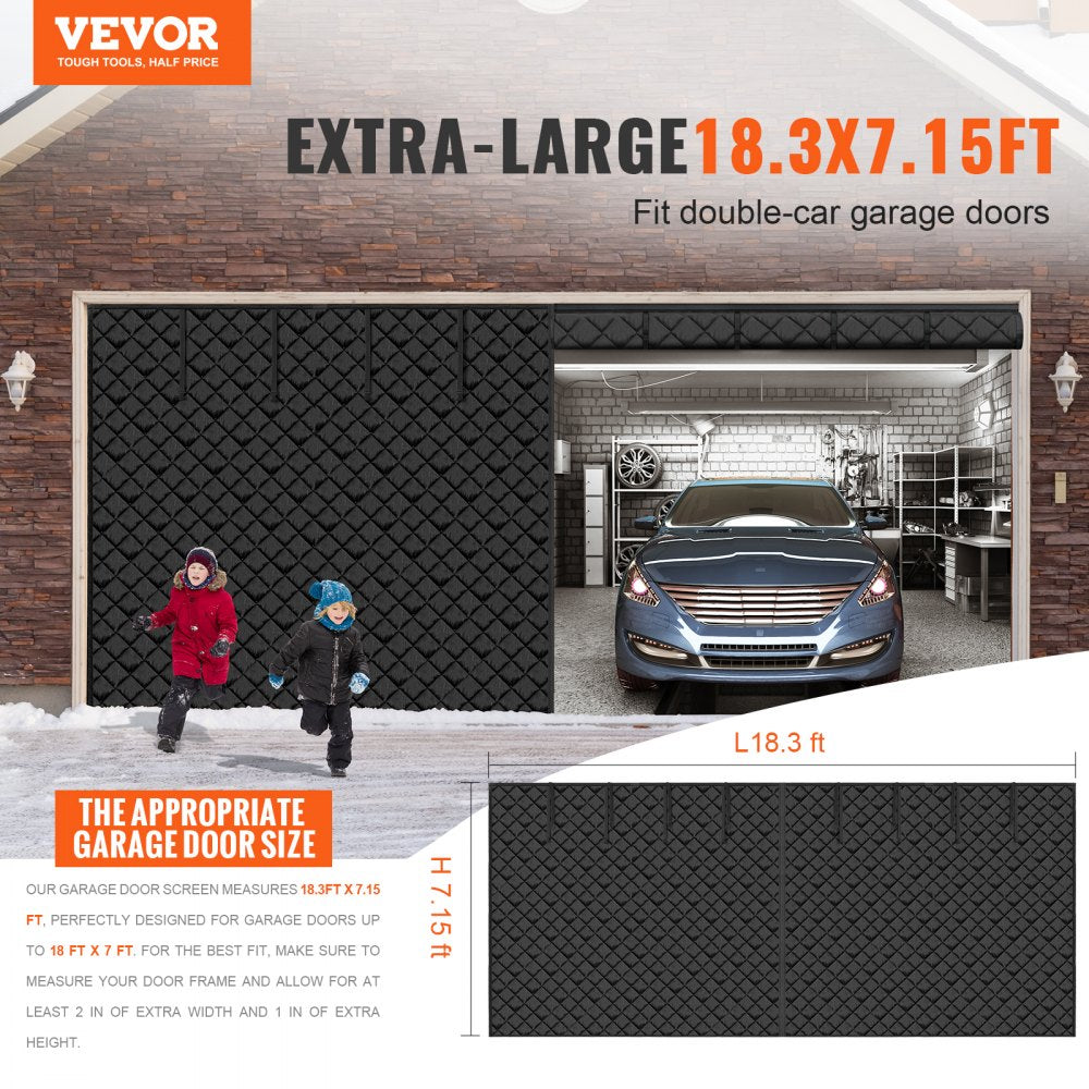 18.3X7.15 FT - Magnetic Garage Door Screen for Year-Round Insulation
